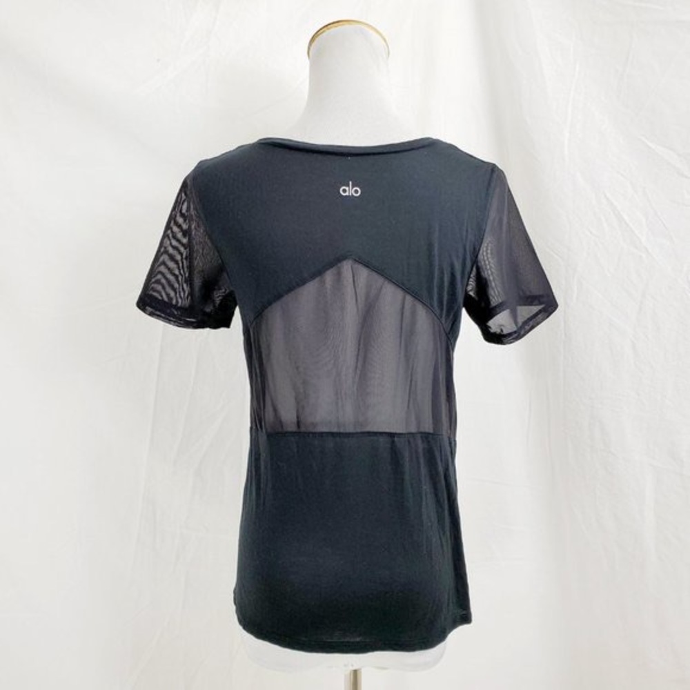 Alo Yoga Luxx black mesh panel tee size XS